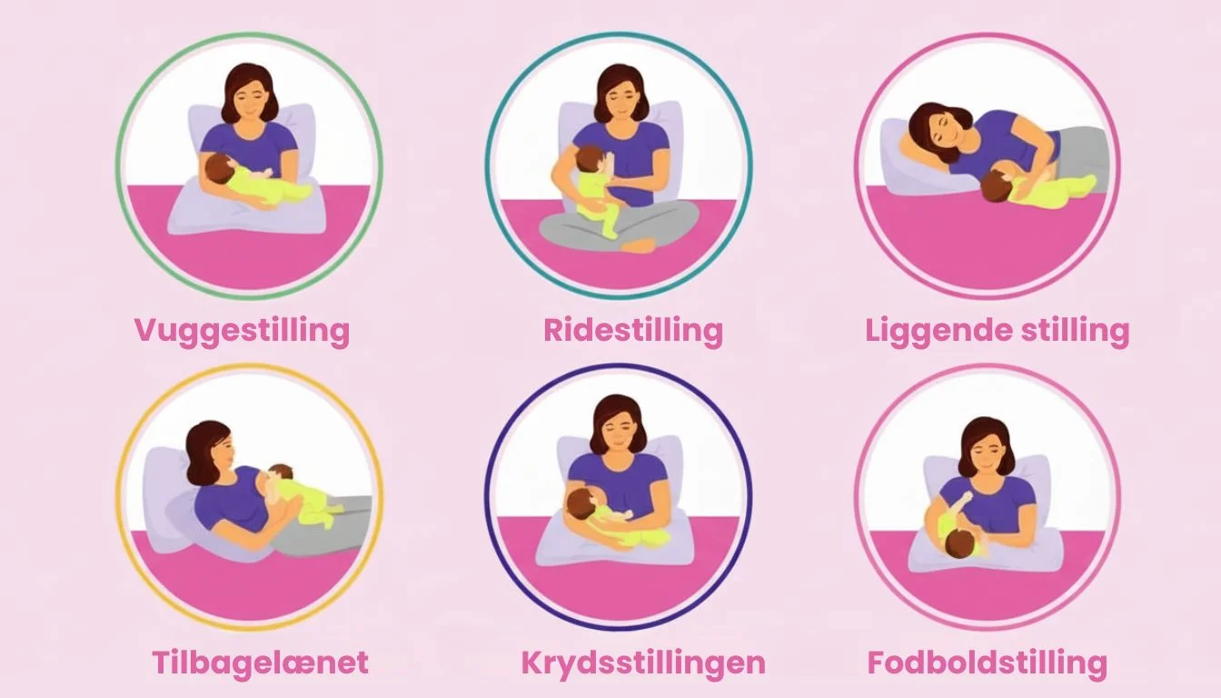 Forskellige amningsstillinger for bedre komfort